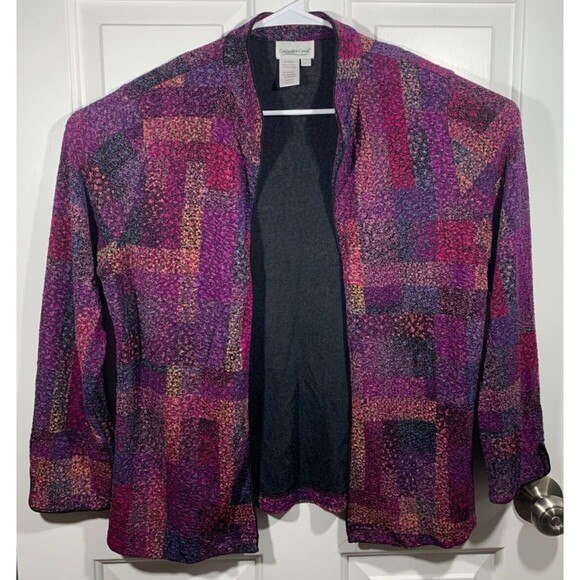 Coldwater Creek Large (L) Purple Pink Colorful Open Front Jacket Cardigan - Picture 1 of 10